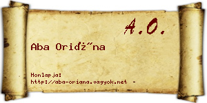 Aba Oriána névjegykártya